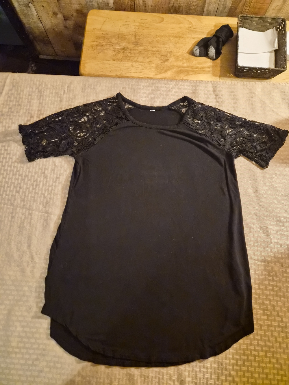 Black Lace Sleeve Women's Top